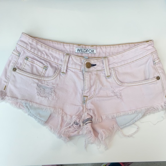WildFox wild fox cutoffs cut off denim Jean shorts 26 pink - Picture 3 of 8